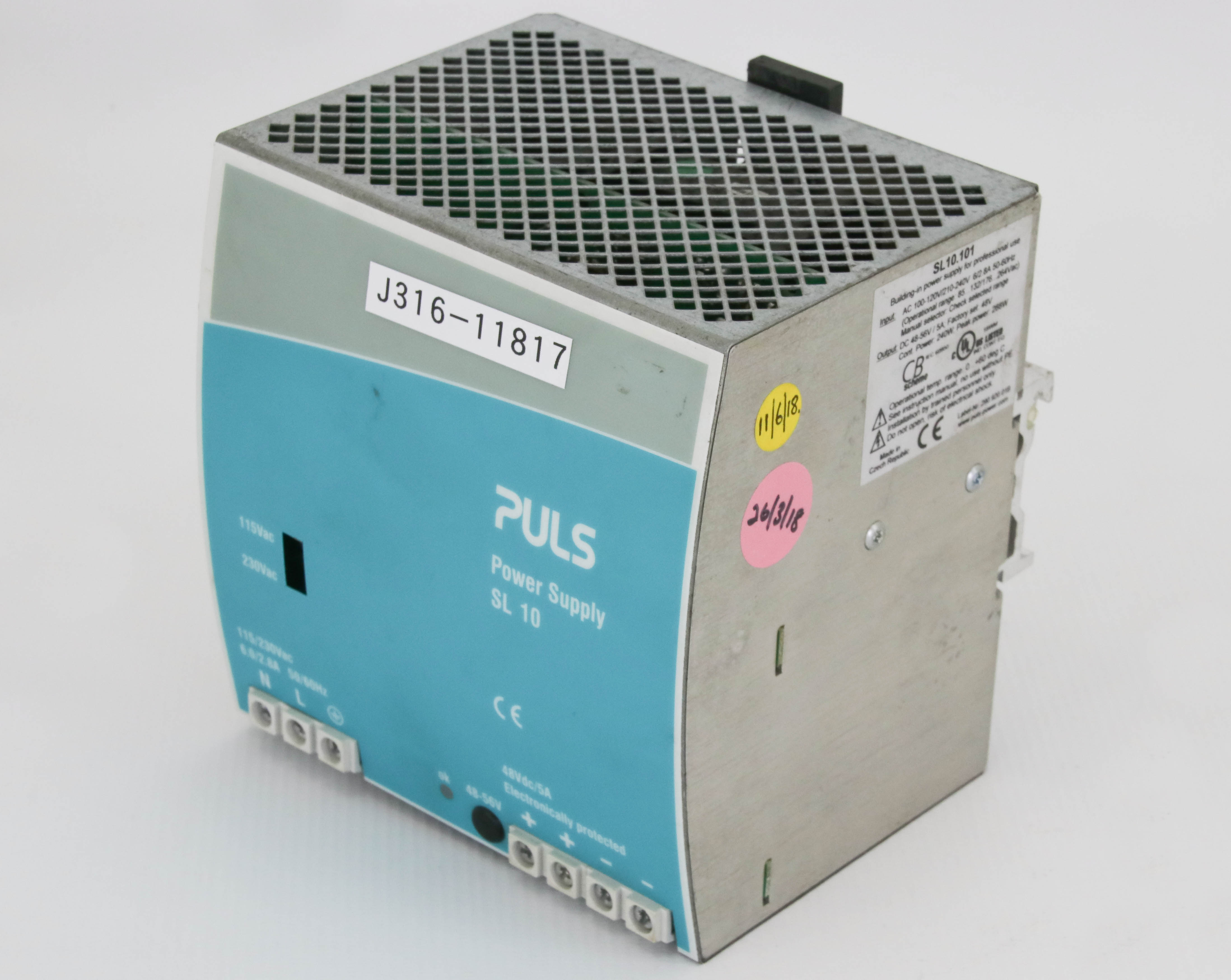 11817 PULS DIN-RAIL POWER SUPPLY FOR 1-PHASE SYSTEMS, 115/230 VAC